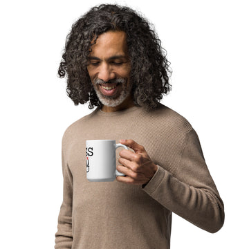 Boss Men Pray White glossy mug